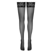 Cottelli Sorte Selvsiddende Strømper med Blondekant