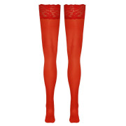 Cottelli Røde Selvsiddende Strømper med Blondekant