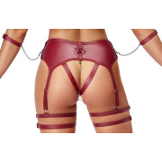Cottelli Bondage Rødt Strømpeholder Sæt med Håndleds Lænker