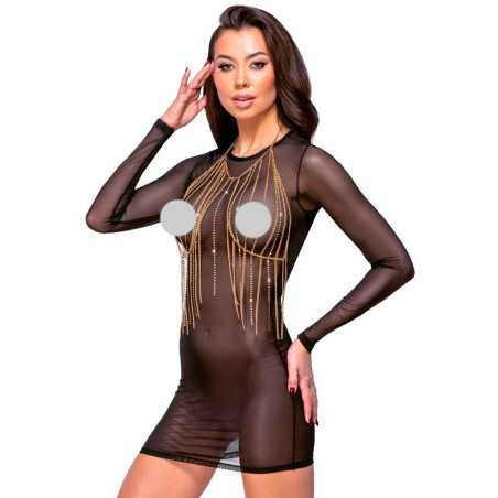 Cottelli Guldfarvet Kædetop med Rhinsten Sten