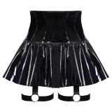 Black Level Lak Nederdel med Elastiske Lårlænker