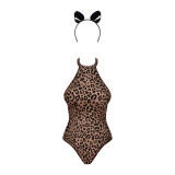 Obsessive Leopard Bodystocking med Ører