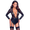 Cottelli Bondage Wetlook Bodystocking med Gennemsigtig Top