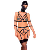 Bad Kitty Harness med 4 Armmanchetter og Hovedmaske