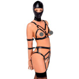 Bad Kitty Harness med 4 Armmanchetter og Hovedmaske