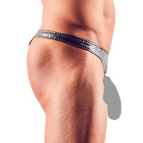 Svenjoyment Læder Look G-streng med Front Åbning til Mænd