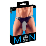 Svenjoyment Læder Look G-streng med Front Åbning til Mænd