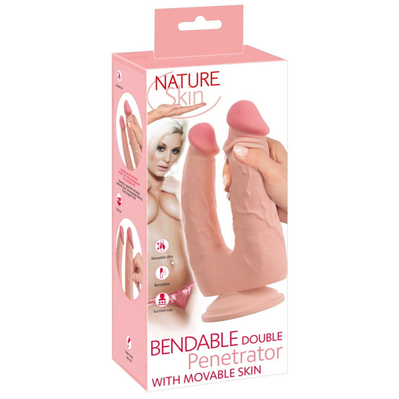 Nature Skin Dobbelt Dildo med Bevægelig Overflade | Sexnetto