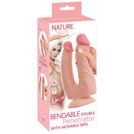 Nature Skin Dobbelt Dildo med Bevægelig Overflade | Sexnetto