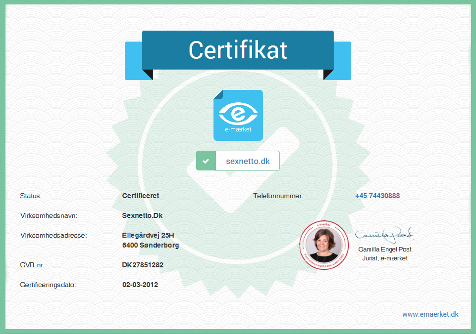 E-mærket Certifikat se det her