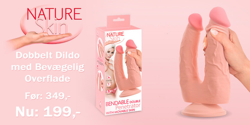 Nature Skin Dobbelt Dildo med Bevægelig Overflade