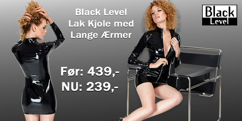 Black Level Lak Kjole med Lange Ærmer